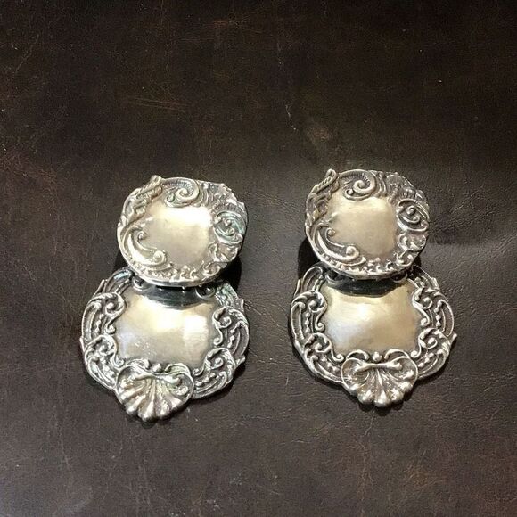 Vintage sterling silver earrings great to personalize with engraving - Picture 1 of 4